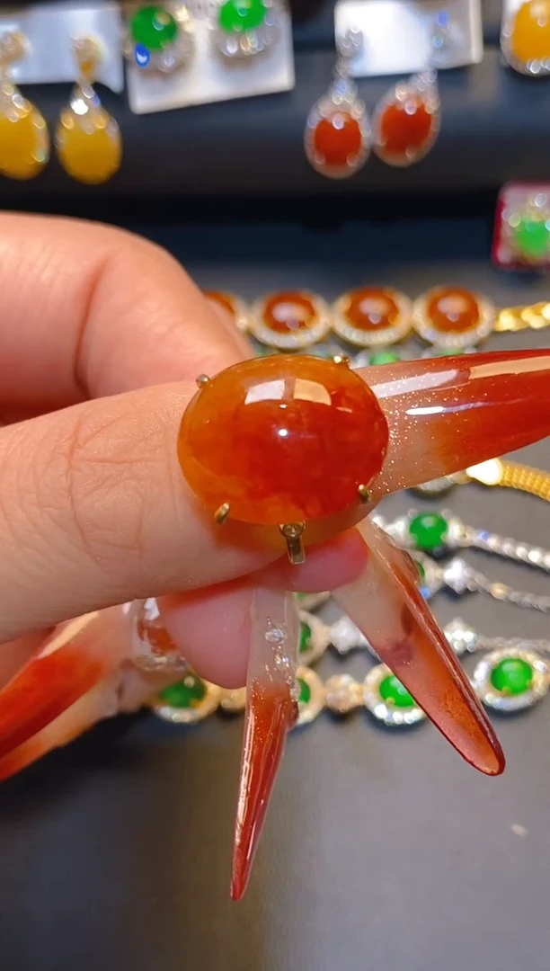 翡翠银S925镶嵌耳饰天然