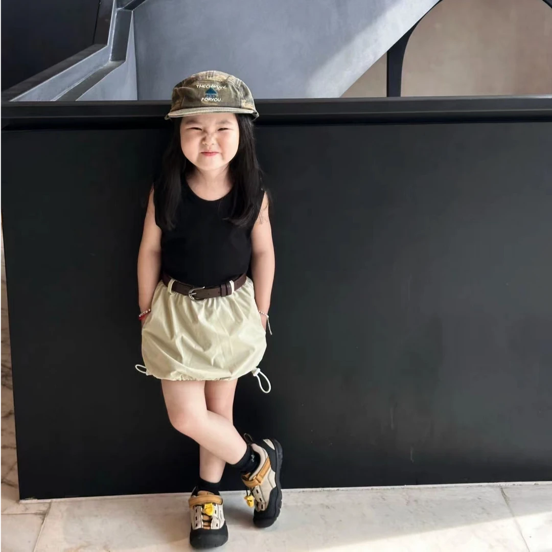 小惜亦女童2025夏季新款韩版黑色背心工装半裙小女孩洋气韩范衣服