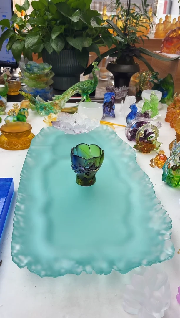 手工艺品琉璃彩色兰花杯