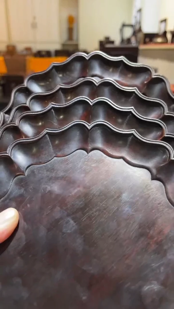 红酸枝木类精品木雕盘4片精工细作