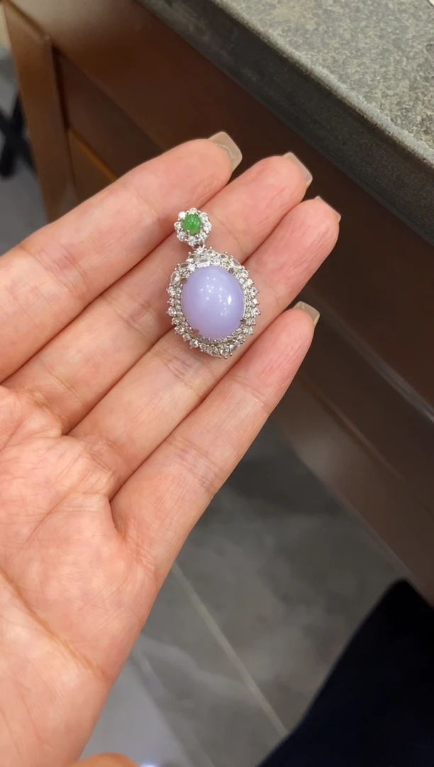 银S925镶嵌挂件翡翠吊坠