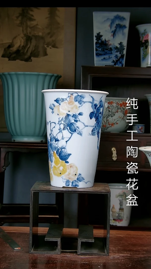 景德镇手工陶瓷花盆