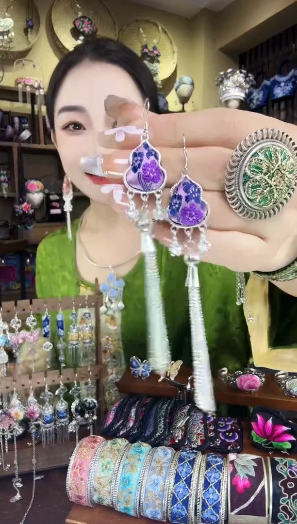 刺绣非遗刺绣民族风耳环