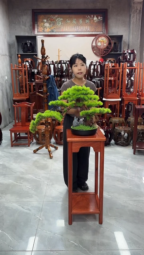 花梨木类家具赞比亚花梨木新中式花架一对（二个）
