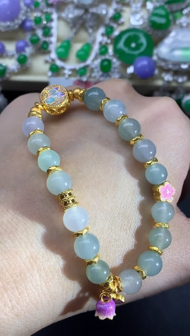 足金镶嵌手链翡翠165-中国好珍宝