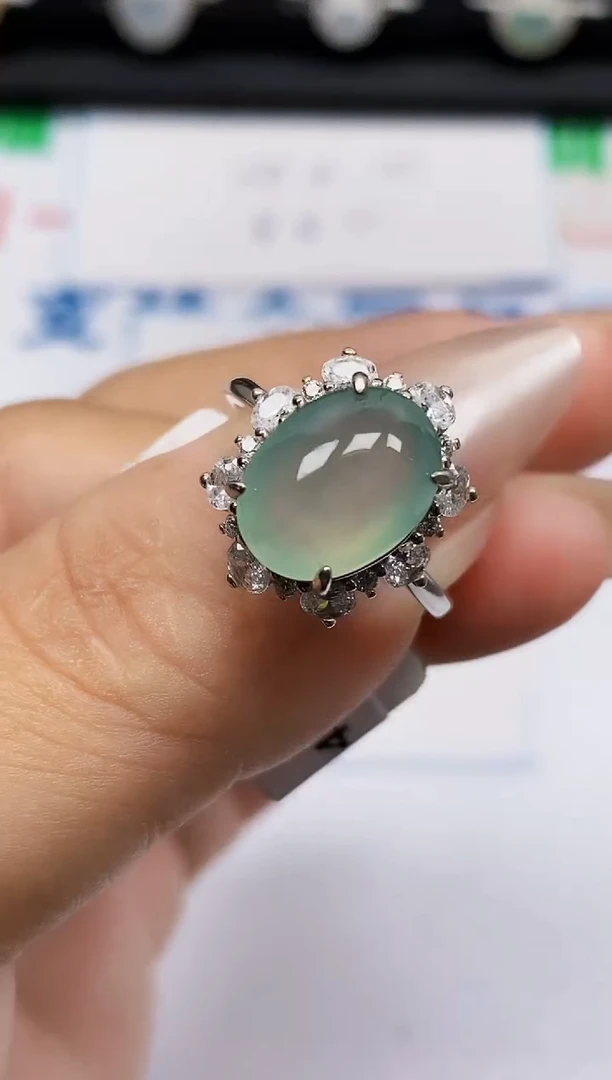银S925镶嵌戒指翡翠1357