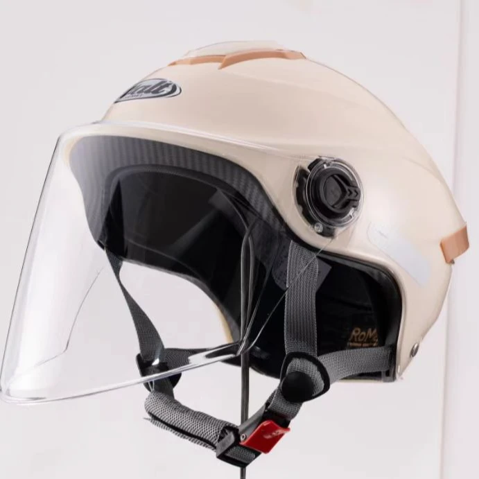 302米色单镜片四季款电动车头盔