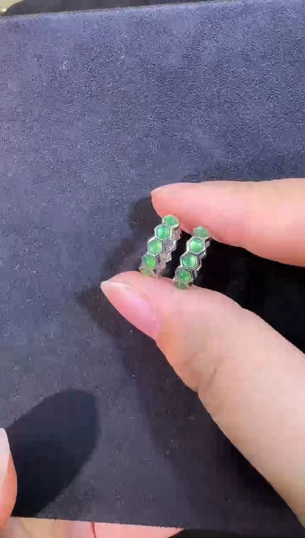 银S925镶嵌翡翠耳环耳环