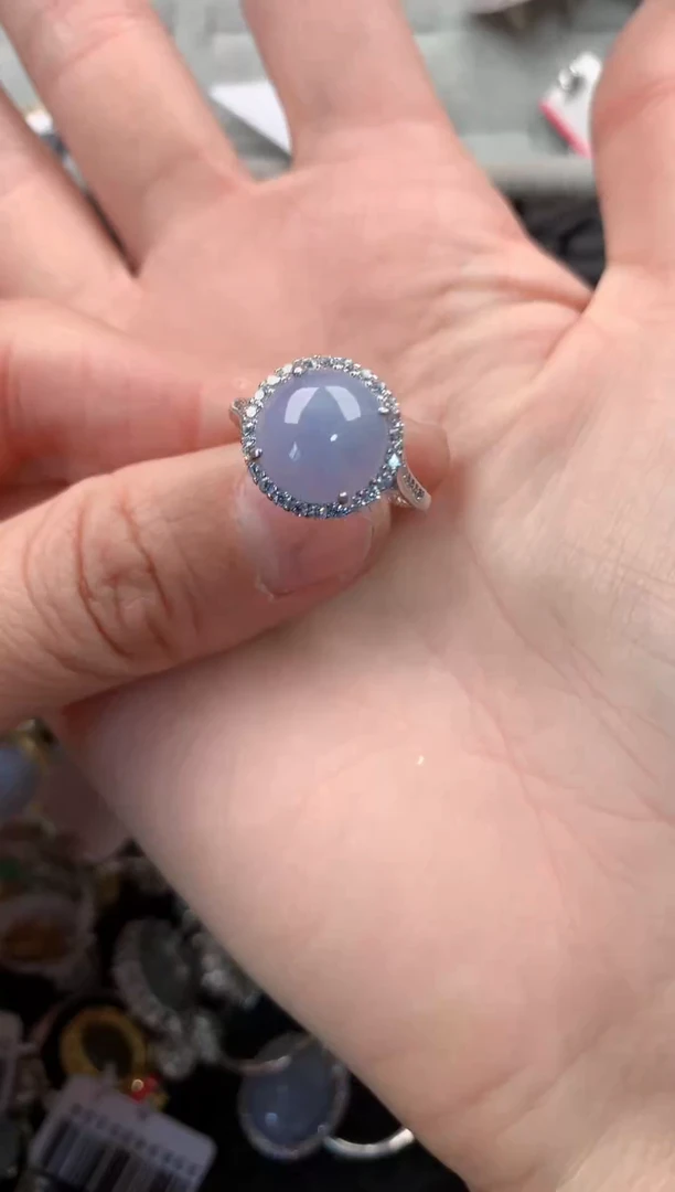 银S925镶嵌戒指翡翠666------9