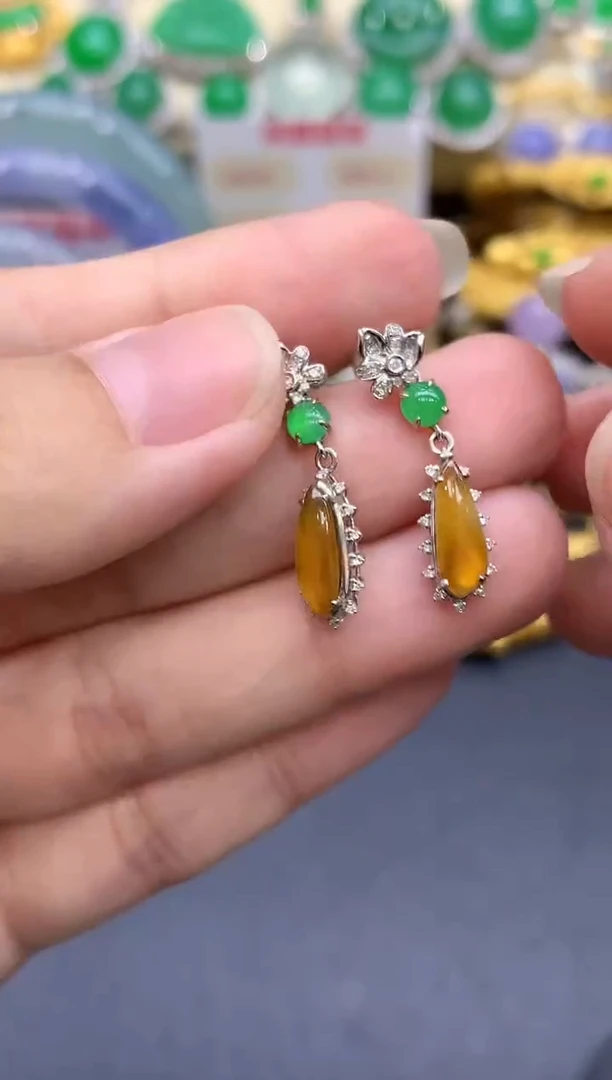 18K金镶嵌翡翠耳饰454-中国好珍宝