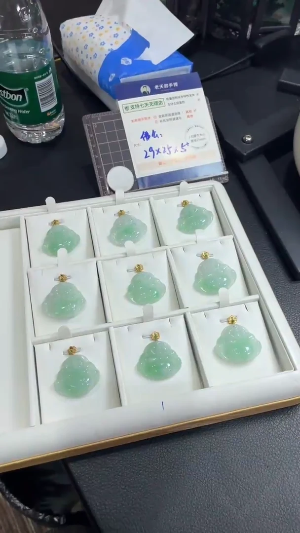 【闪购商品】翡翠颈饰18K金镶嵌翡翠佛公配链/多样性发其一CP