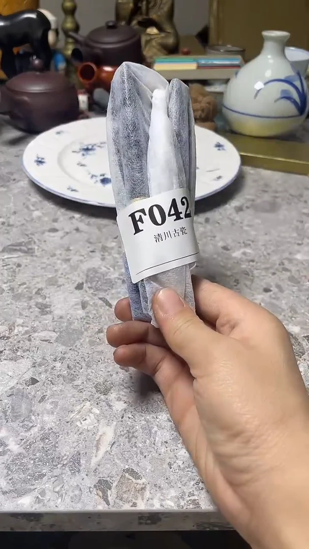 瓷片杏**手微瑕回流古瓷042