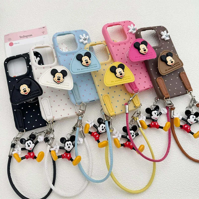 立体米奇支架适用苹果16promax手机壳华为荣耀oppovivo小米红米软