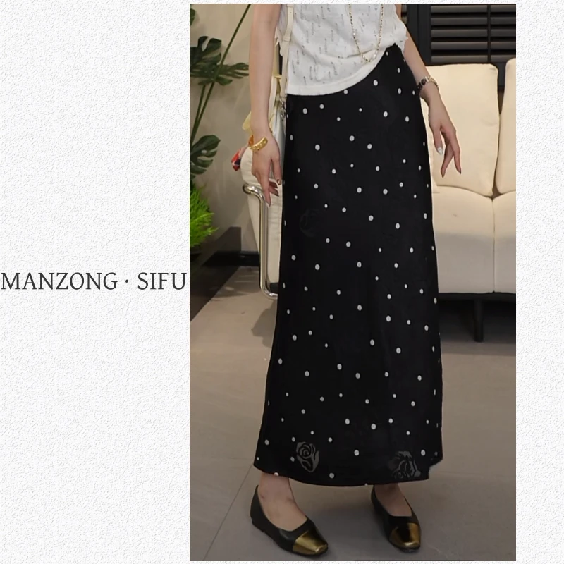 MANZONG·SIFU「春季新款」时尚波点纹理感玫瑰半身裙52039