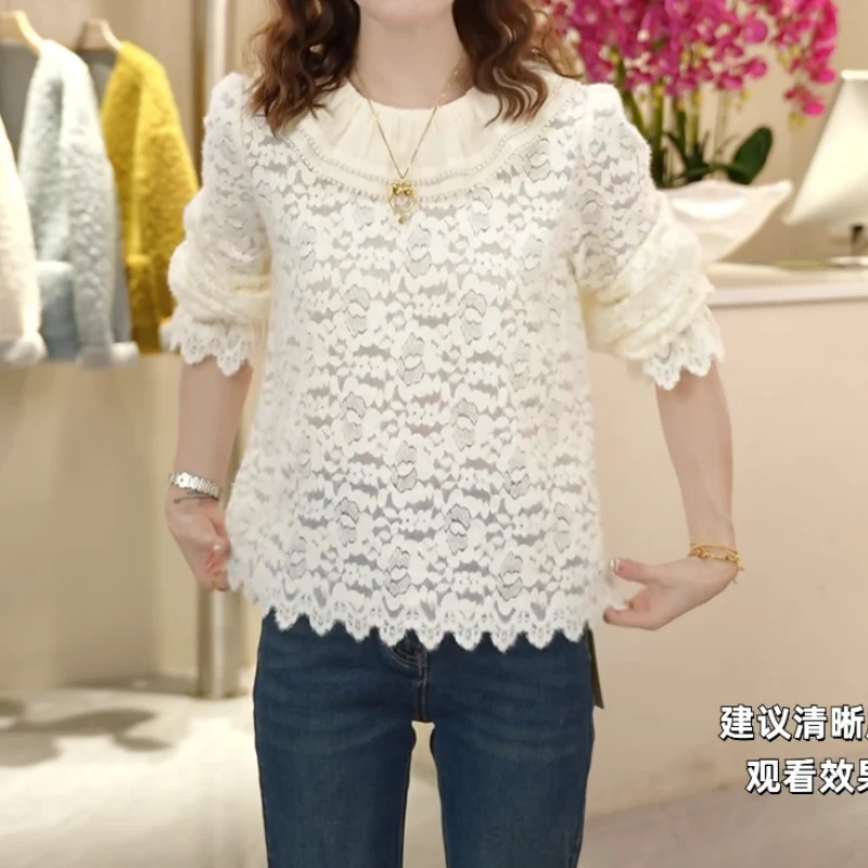 2025新款设计感蕾丝娃娃领微透早春款韩系百搭时尚上衣LK2501202