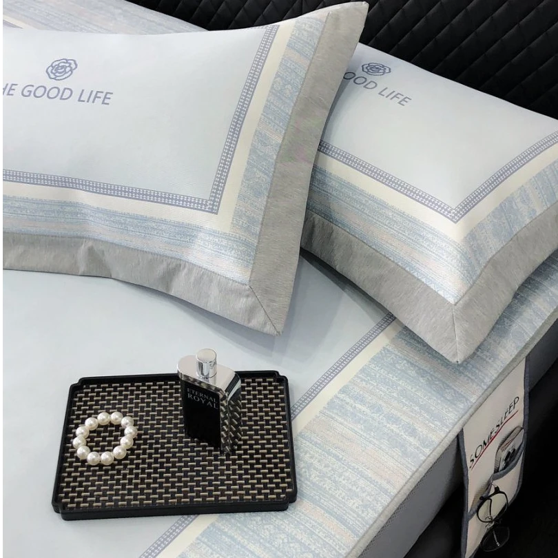 轻奢A类加厚冰丝凉席三件套 可水洗床笠款空调席 夏季家用软席