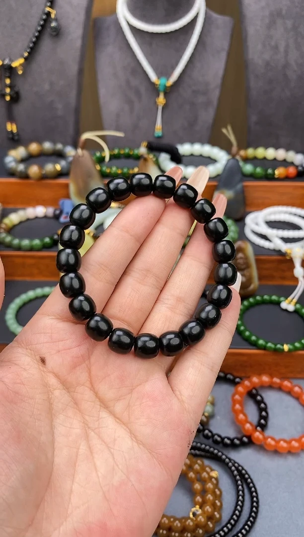 手串未镶嵌和田玉10mm塔青老型手串