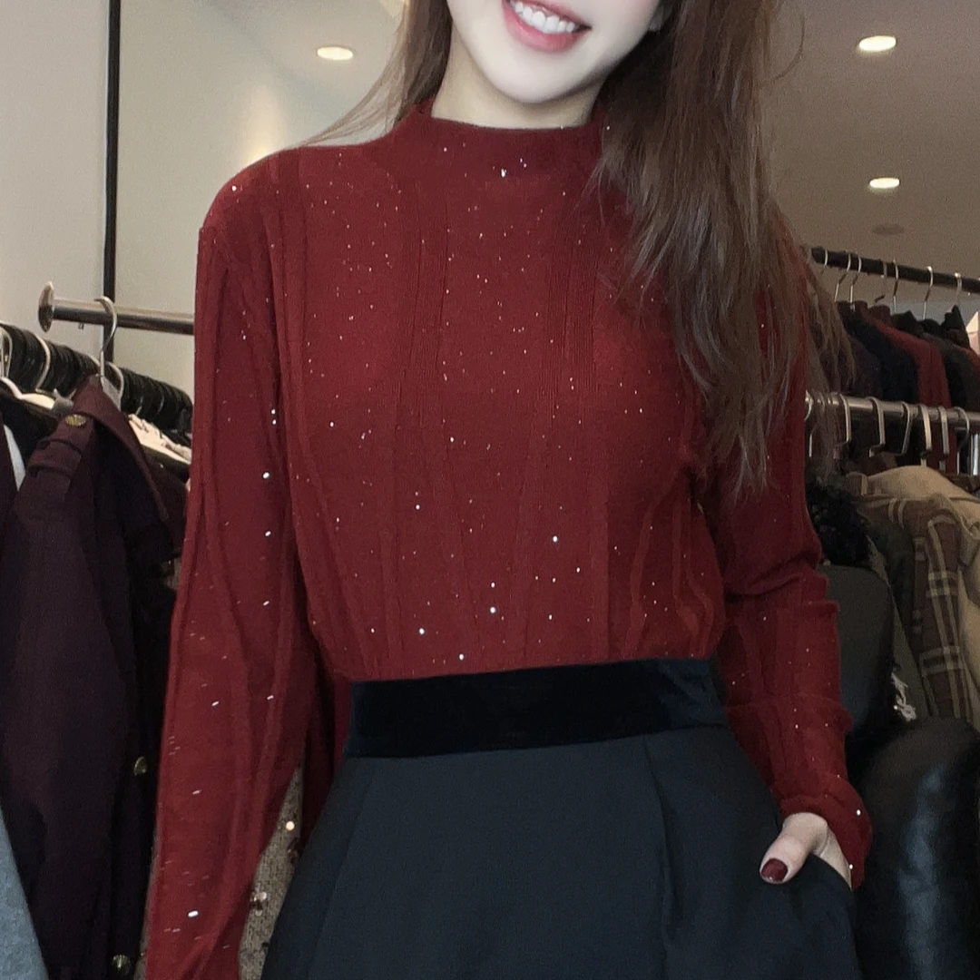 【南油十七】高奢搭配爆款满天星百搭打底衫k62红，k63黑