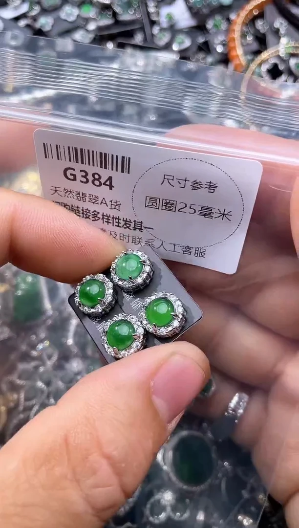 【闪购商品】翡翠颈饰未镶嵌G384耳钉 多样性发其一