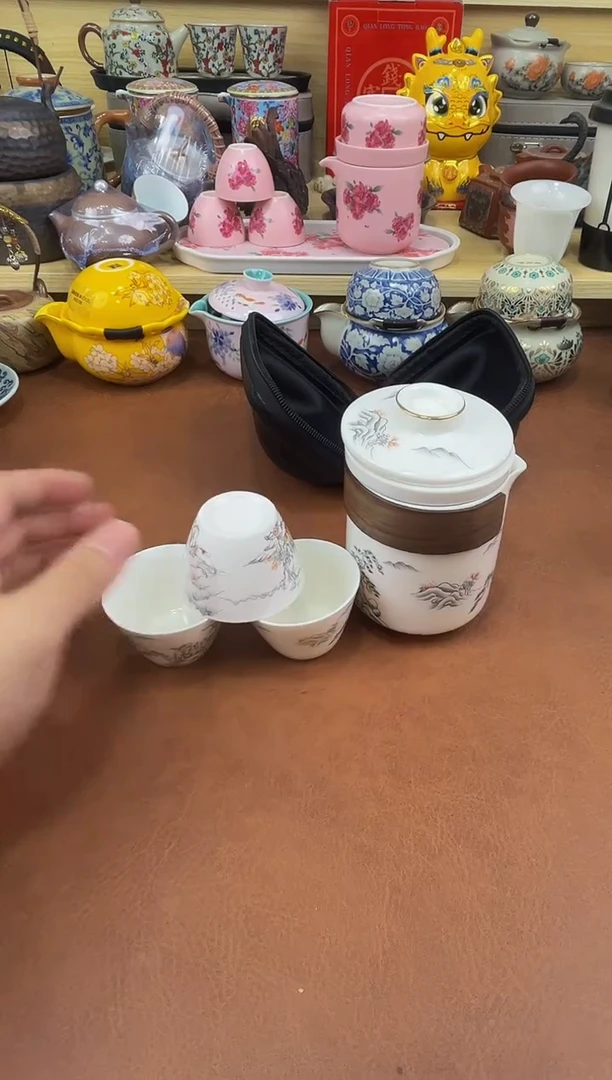 陶瓷茶具摆件旅行套组