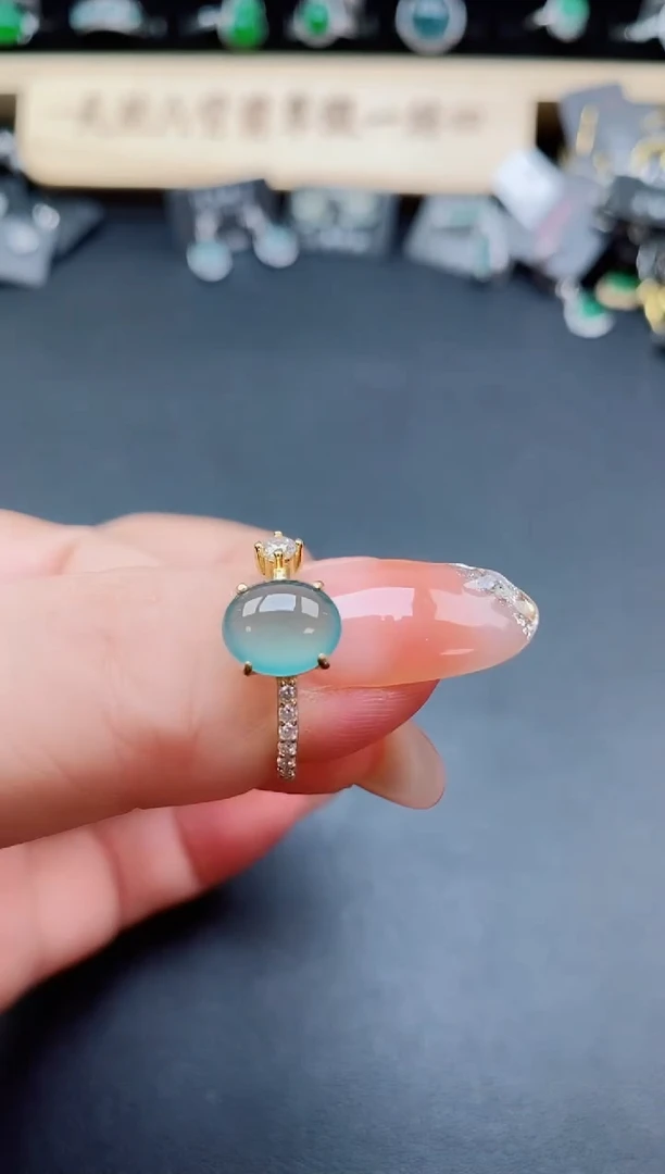 银S925镶嵌戒指翡翠1