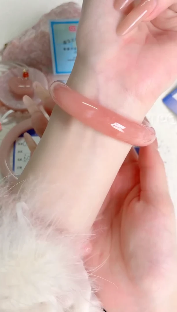 未镶嵌手镯石英质玉桃花酿64-圈口56.3