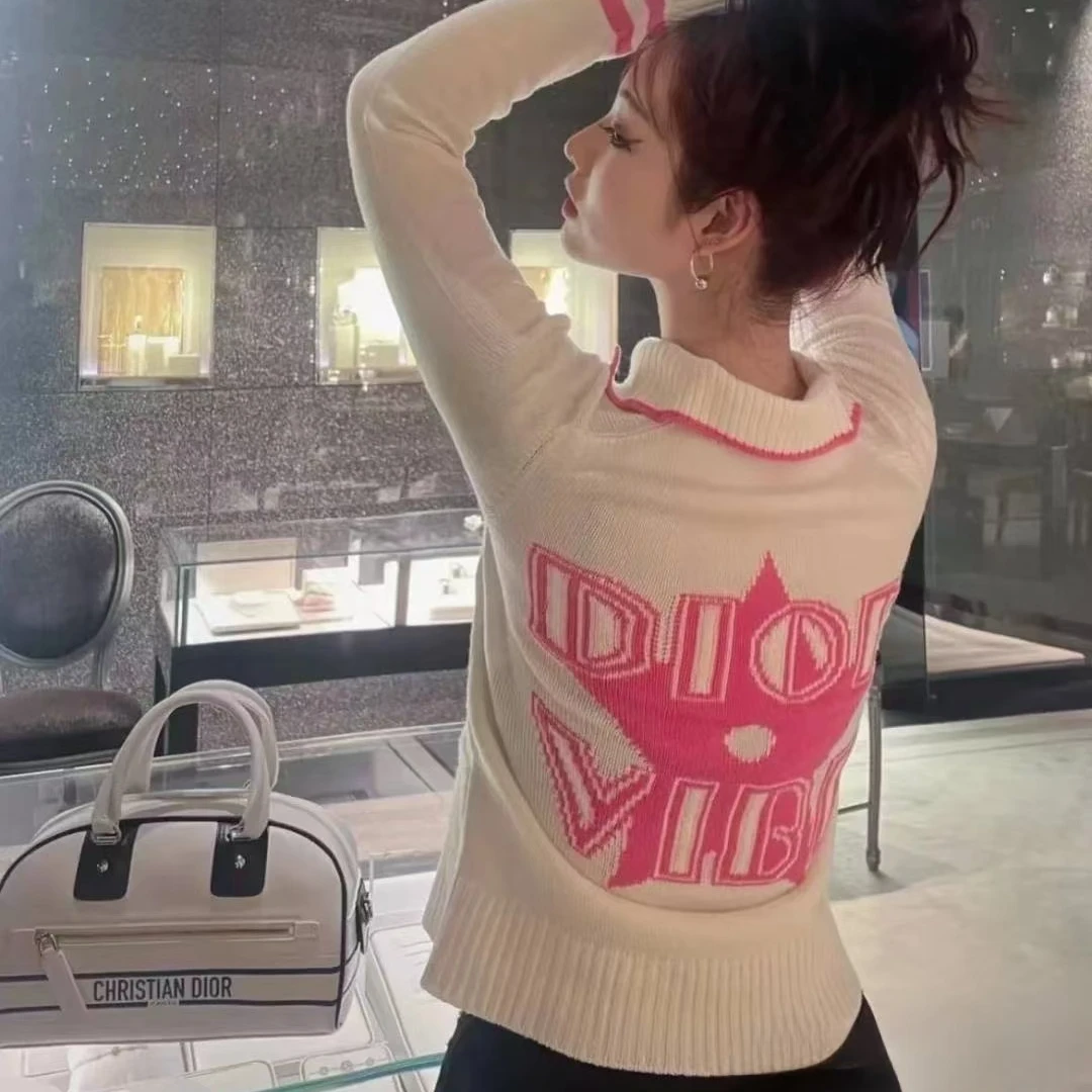 全新未使用 DIOR/迪奥 针织logo长袖 /粉/34-42