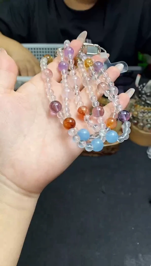 水晶手串未镶嵌多宝手机链一条