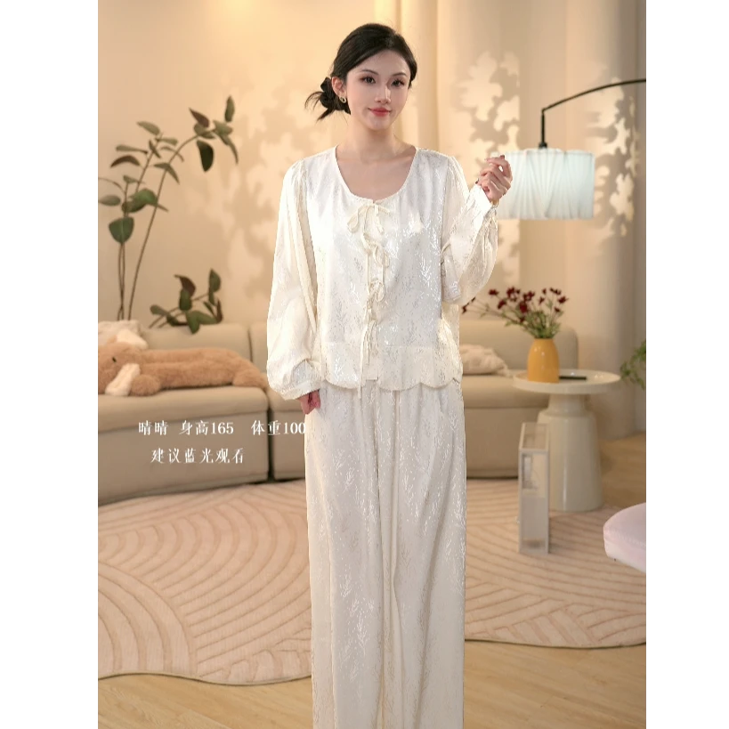 大菲【小岛凛诗】法式浪漫新中式提花盘口长袖家居服