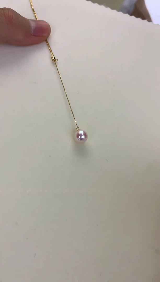 18K金镶嵌DA海水珍珠 GD013 8-8.5 天女Y链