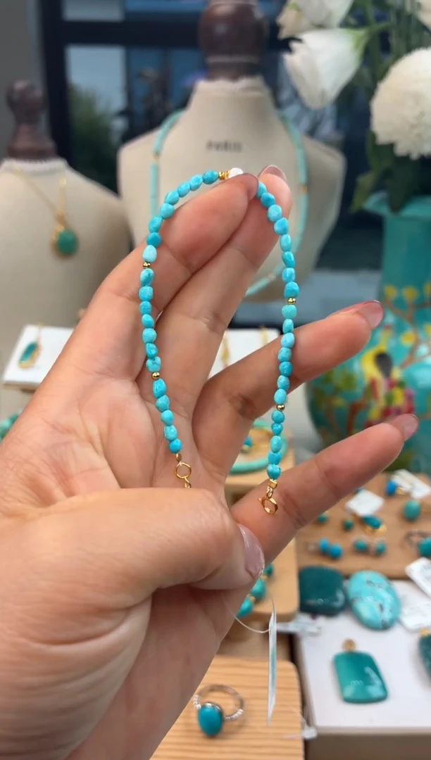 银S925镀金镶嵌绿松石手链1