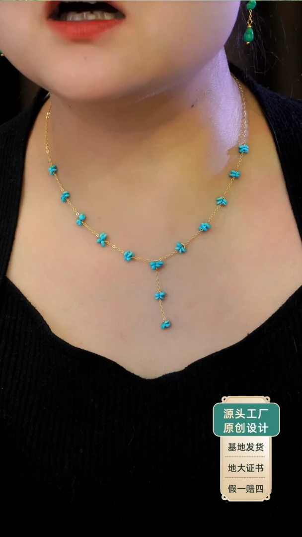 银S925镶嵌绿松石项链发货一件