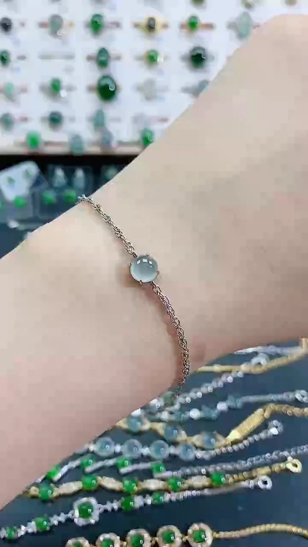 银S925镶嵌手链翡翠天然翡翠