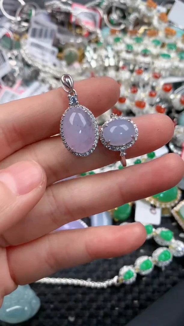 银S925镶嵌戒指翡翠1313---9