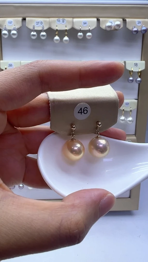 银S925镶嵌淡水珍珠耳饰46