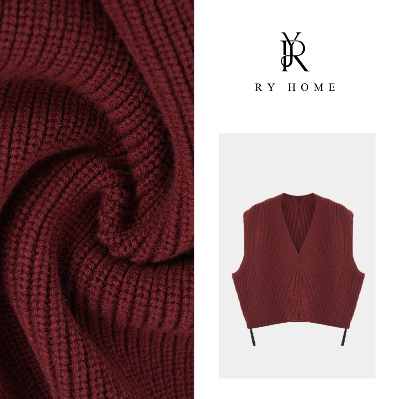 【容雨RYHOME】100%羊毛+休闲V领无袖马甲毛衣M2519