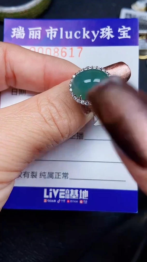 颈饰银S925镶嵌翡翠8617