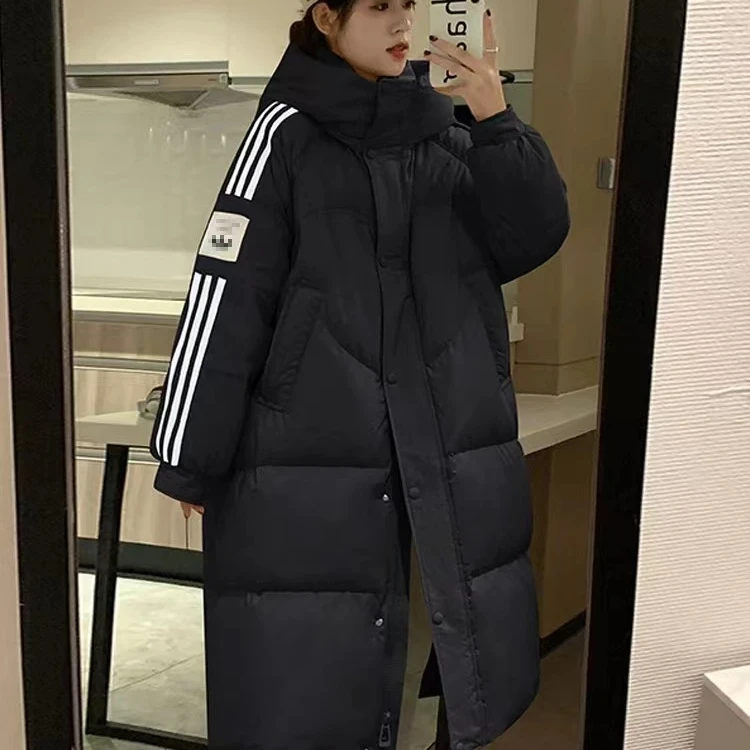 【2409款】新款时尚韩版中长款加厚连帽羽绒服外套