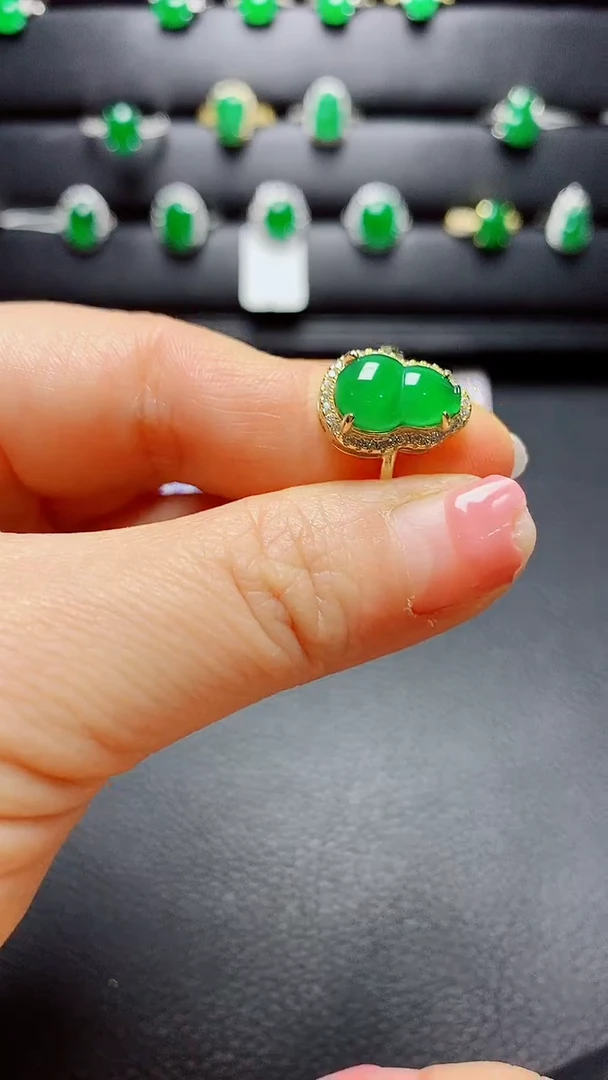 银S925镶嵌戒指翡翠 天然翡翠A货s925银镶