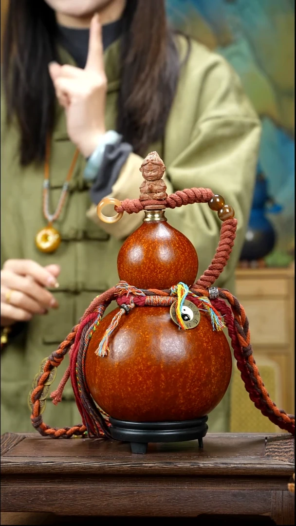 YR088精品藏绳款天然酒葫芦（一物一拍）+原色小葫芦