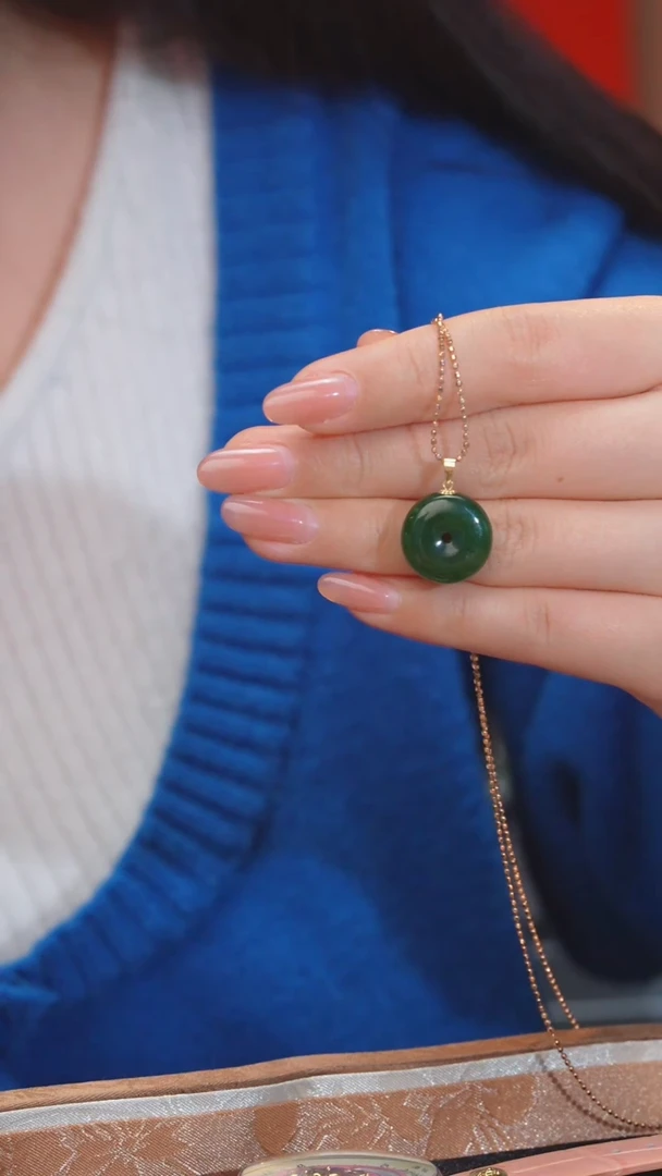 【闪购商品】和田玉吊坠不含链18K金镶嵌@@N5411