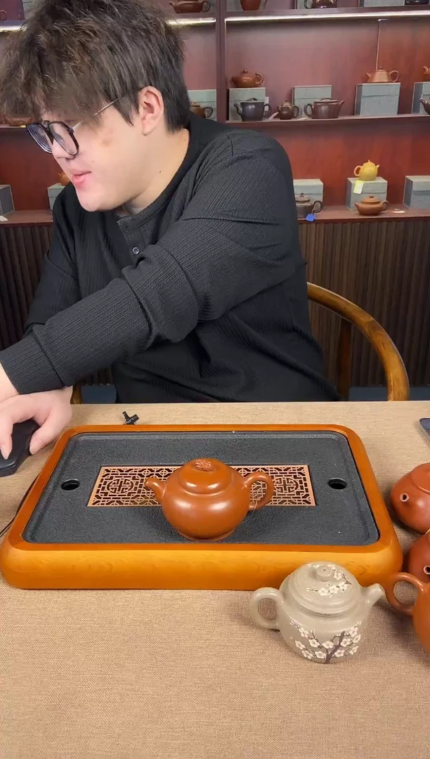 茶杯紫砂小煤窑朱泥 百财掇只