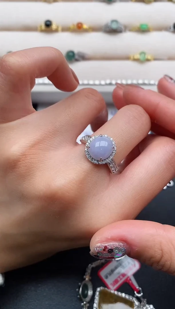 银S925镶嵌戒指翡翠4444444+3