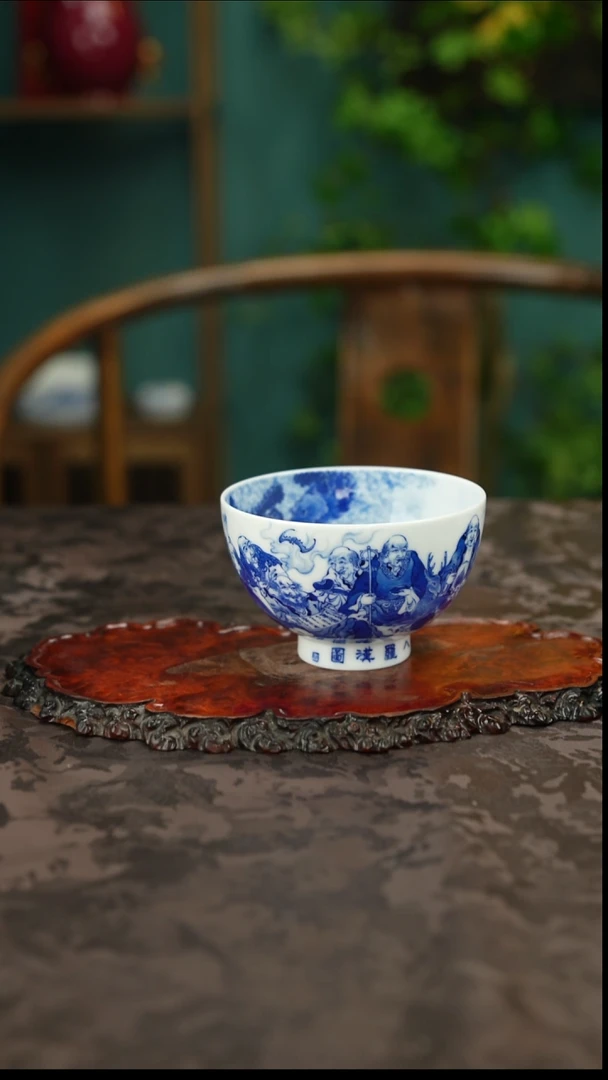 画堂春 青花手绘十八罗汉主人杯