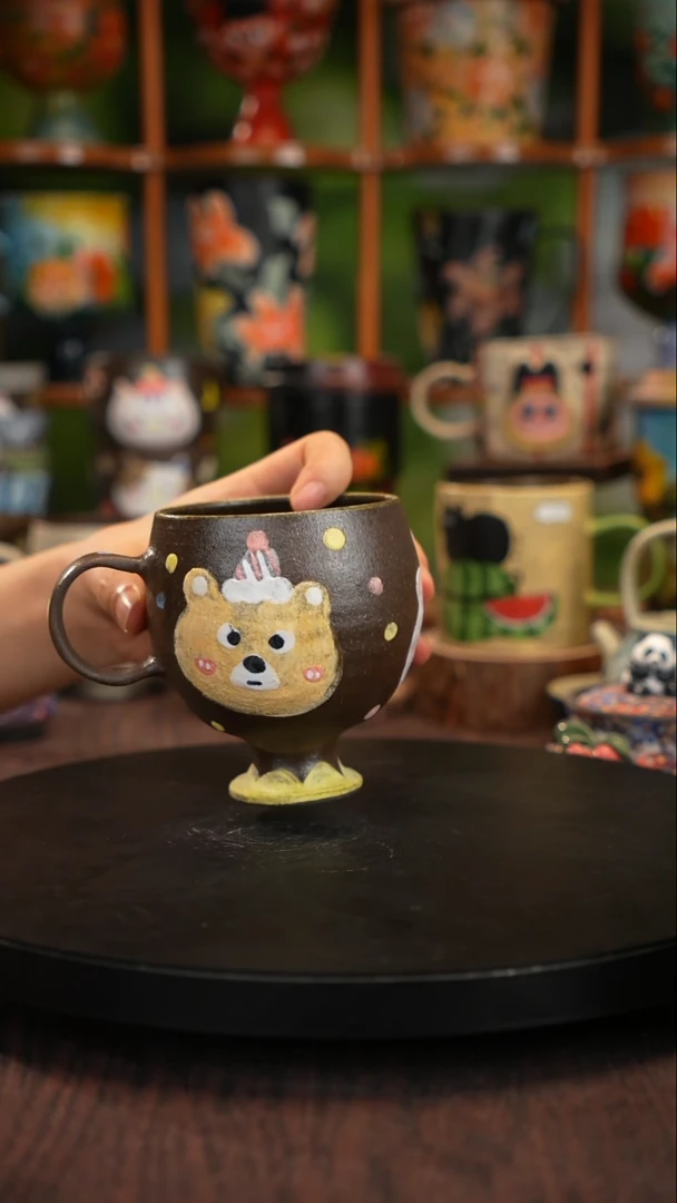 釉下手绘陶瓷紫砂杯