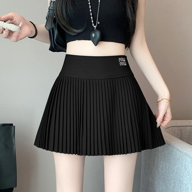 灰色西装百褶半身裙女春夏2025新款a字半裙小个子显瘦高腰短裙子