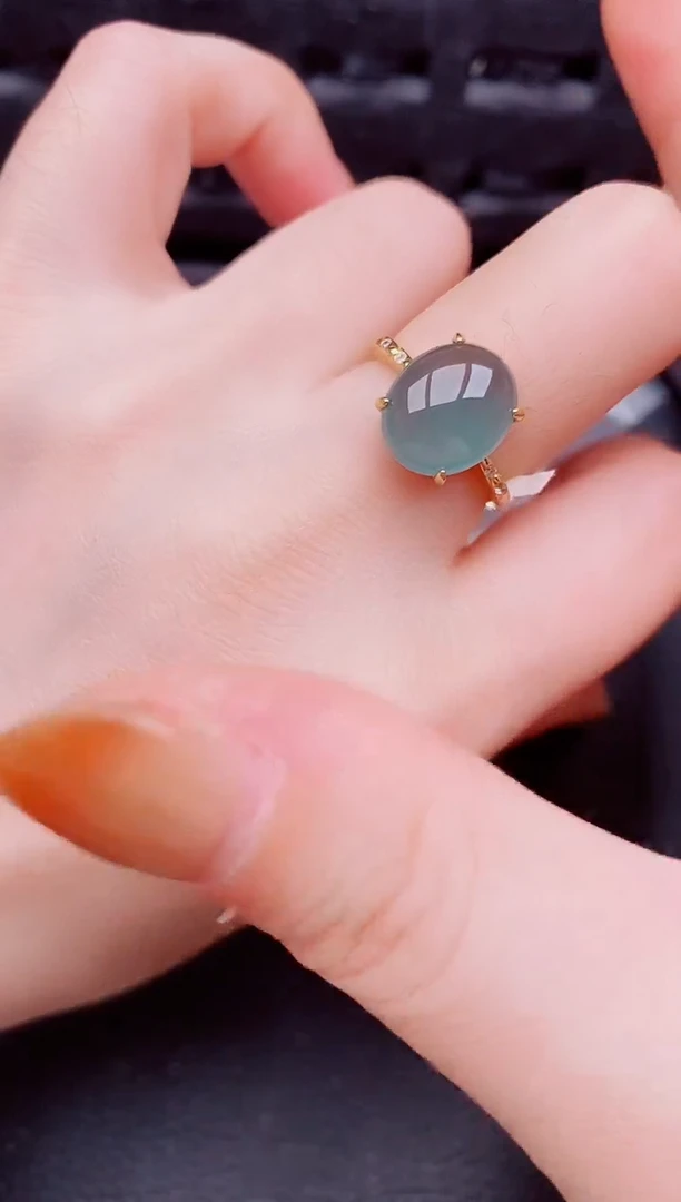 【闪购商品】翡翠戒指银S925镶嵌天然a货翡翠1100