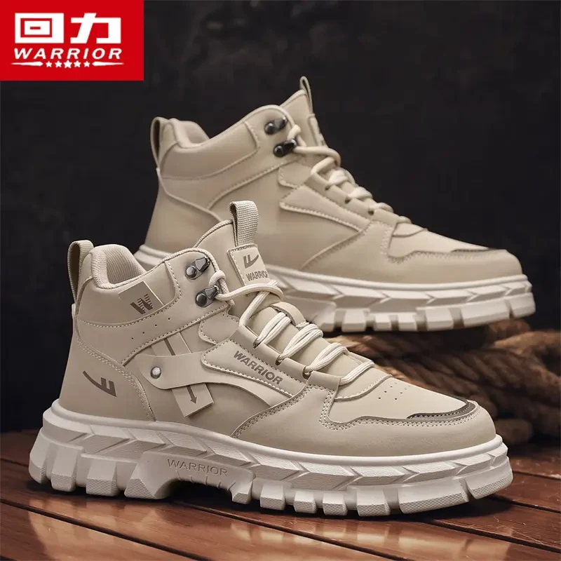 回力男鞋工装劳保鞋厚底增高防滑耐磨马丁靴冬季户外防水开车潮鞋