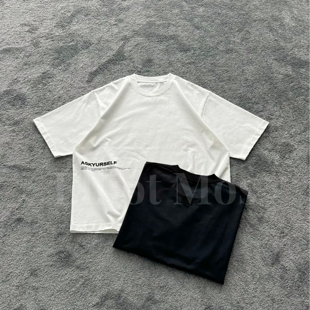 字母刺绣~Embroidered T-Shirt 极简风410g磨破边短袖T恤-1279