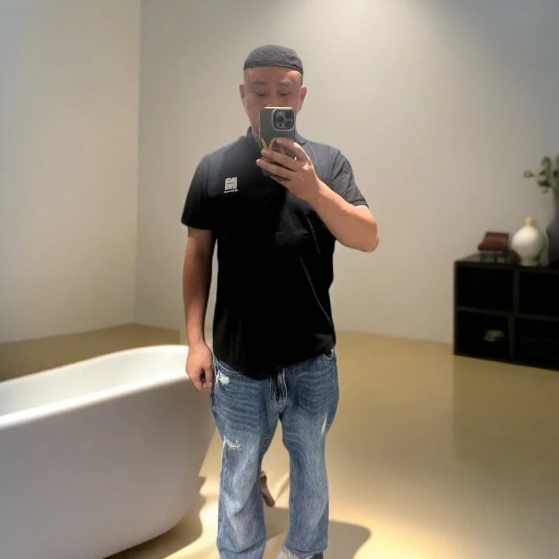 3975男款印花常规款夏季短袖男免烫Polo衫衬衫牛仔tenniscore翻领